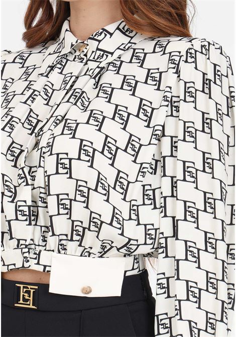 Women's butter/black georgette cropped shirt ELISABETTA FRANCHI | CAS2541E2E84